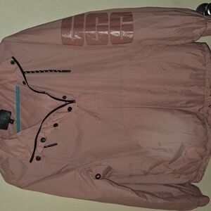 Gently Worn UGG Cameron Pink Anorak Jacket Hooded Quarter Zip Windbreaker SMALL